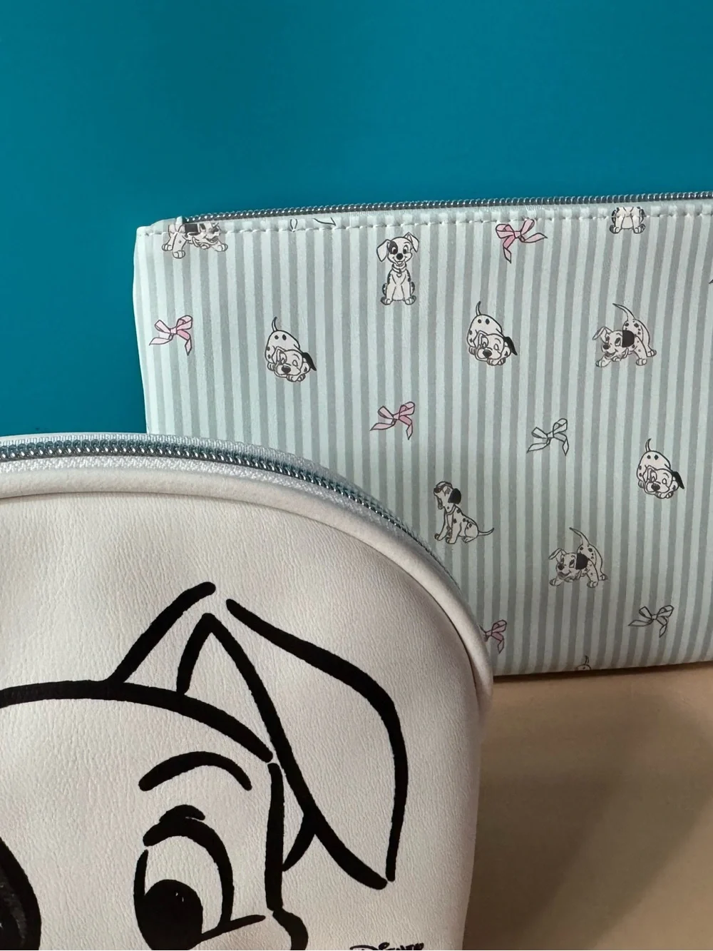 Disney 101 Dalmatians White Paw Print Dog Travel Pouch x 2 Cosmetic  bags